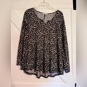 Leopard ladies top with glitter elbow embellishments